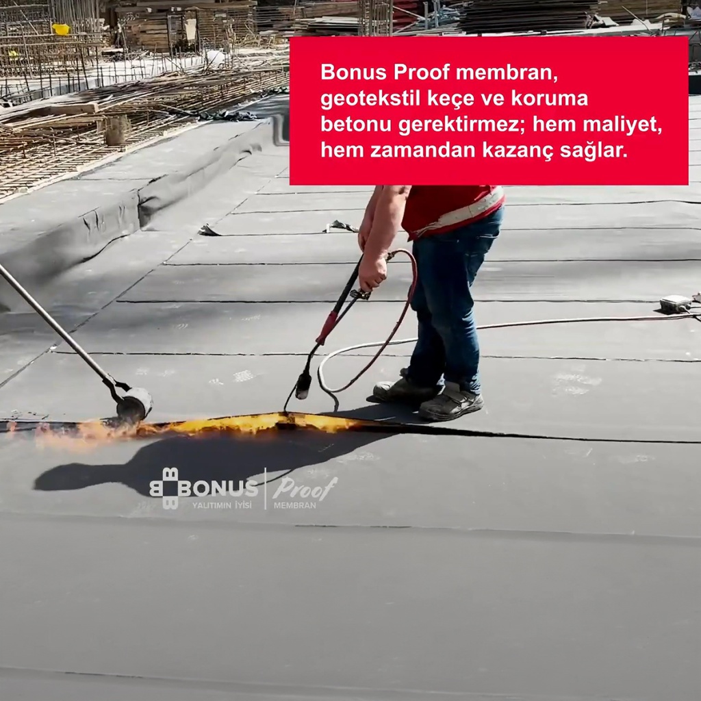 Bonus EP 450 H Çift Taşıyıcılı Bitüm Proof Membran - 4.50mm (Yatay) (1 Top : 8.00 m²)